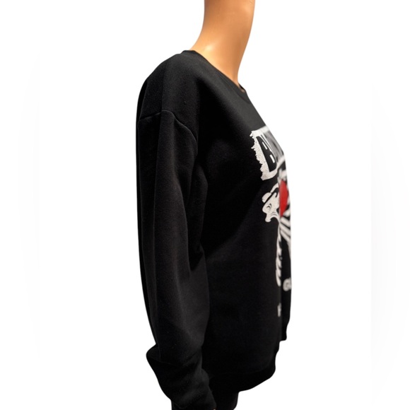 VINYL ICONS Blondie Heart Of Glass  Black Comfy Sweatshirt Heart Skeleton Medium - Picture 3 of 5